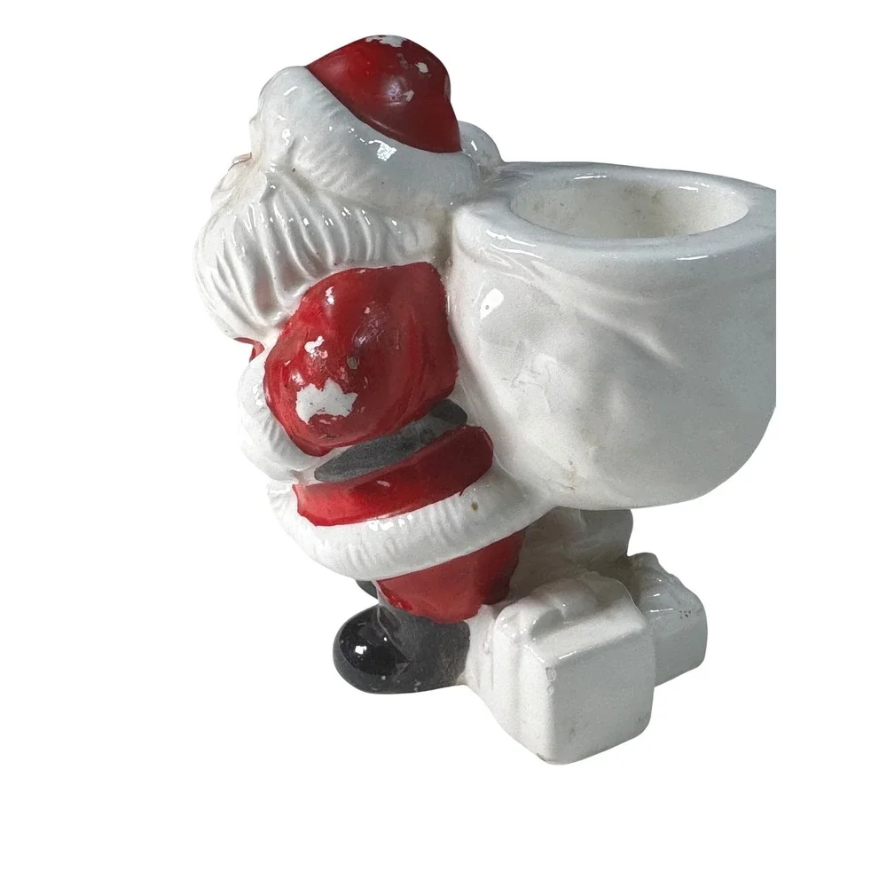 Vintage Ceramic Santa‎ Claus Candle Holder Figurine 